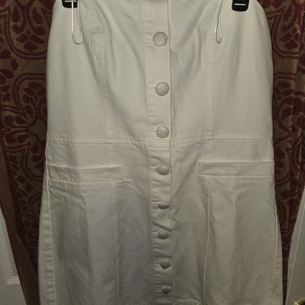 English Factory Cream A-Line Skirt with Button Detail